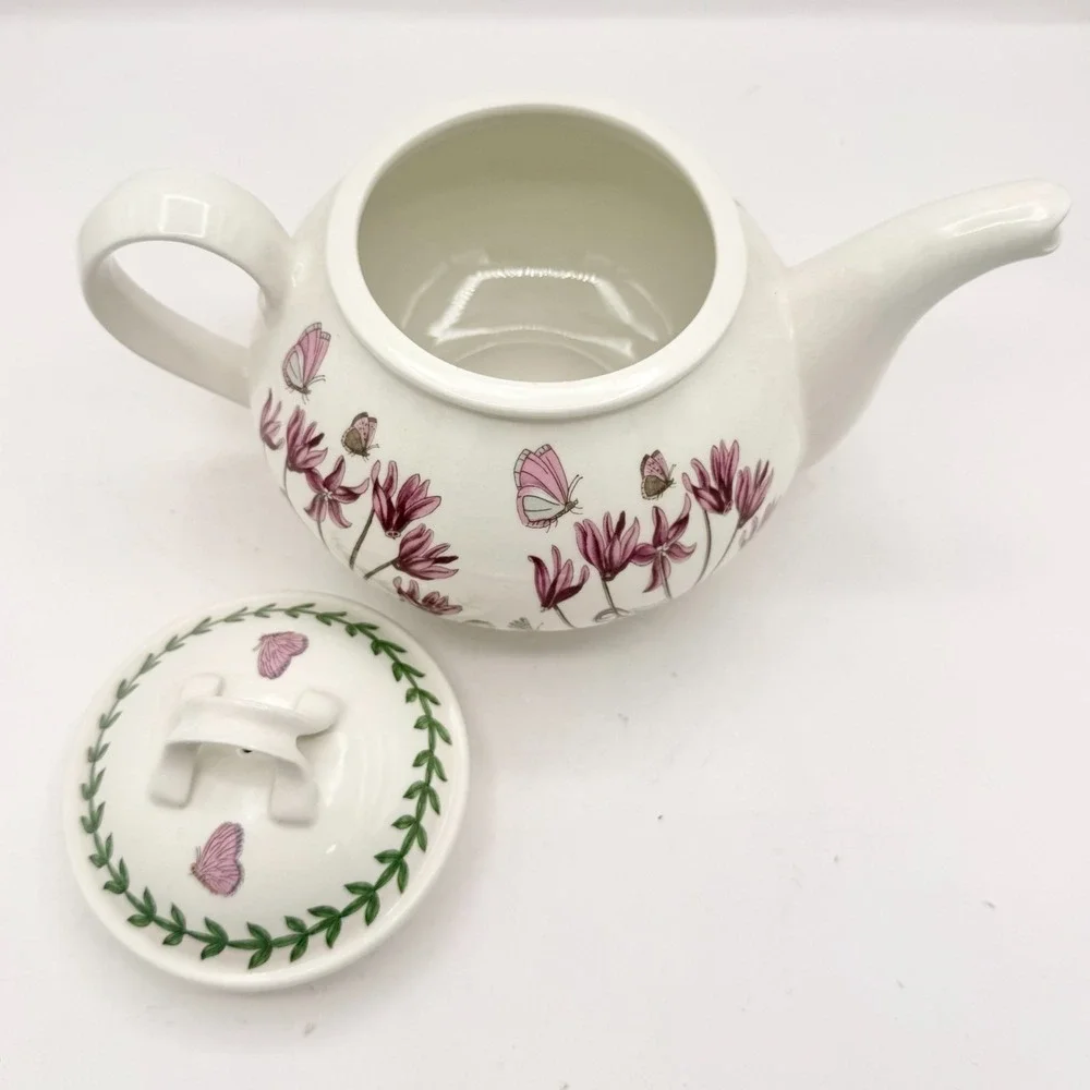 Vintage Portmeirion Botanic Garden 1 Pint Teapot Pink Cyclamen Made in Britain